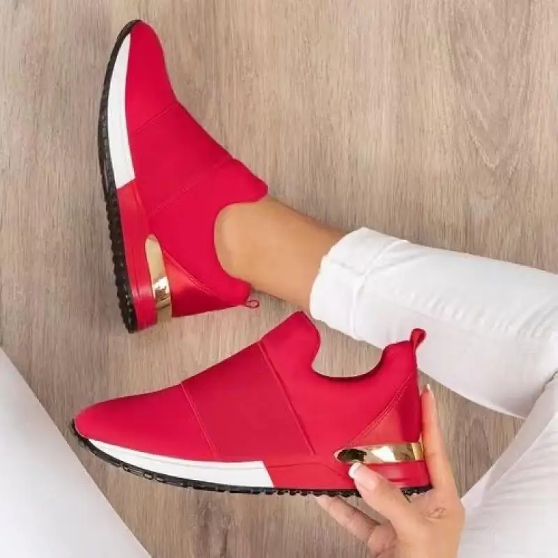 

Sneakers Women Shoes 2021 Summer Casual Sneakers Breathable Slip On Sport Shoes Elastic Band Solid Color Ladies Vulcanized Shoes