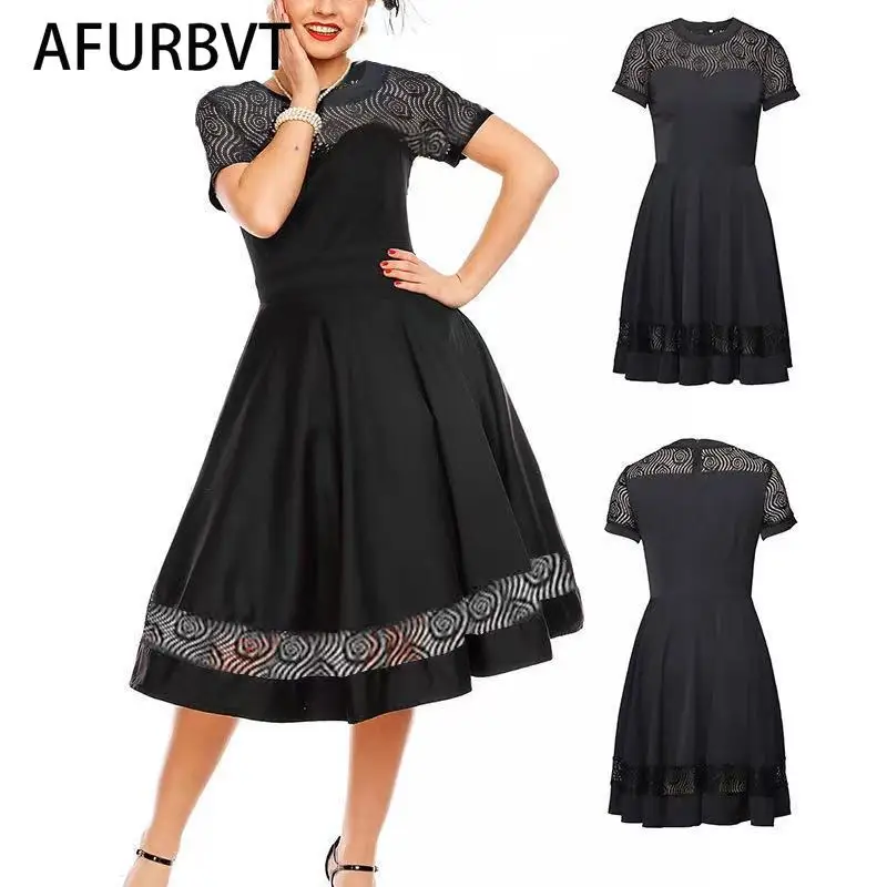 

Women Dresses Summer 2021 Sexy o Neck lace patchwork Boho Beach Dress Short Sleeve A Line Mini Dress Wrap Sundress Robe