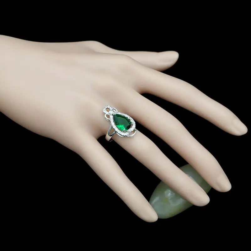 925 Sterling Silver Jewelry Sets For Women Natural Green Cubic Zirconia White Crystal Earrings/Pendant/Necklace/Ring/Bracelet | Украшения и