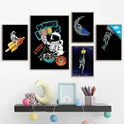 Детская картина с мультяшным космическим мотивом, настенные плакаты и принты, картина для детской спальни, декор для комнаты мальчиков