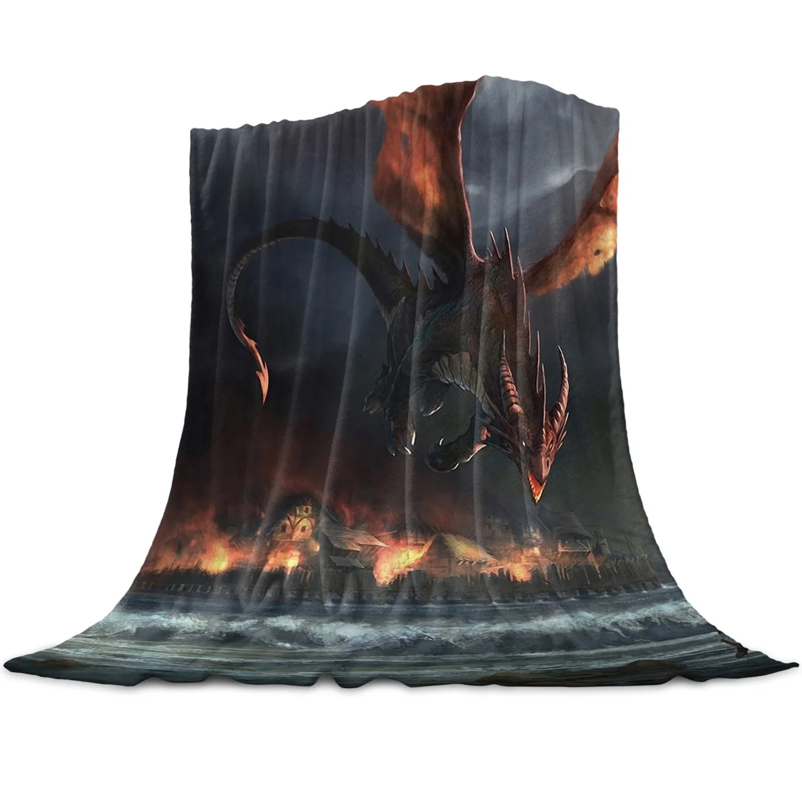 

Medieval Dragon Coral Fleece Blanket Winter Sheet Bedspread Sofa Bed Throw Light Thin Soft Warm Flannel Blankets