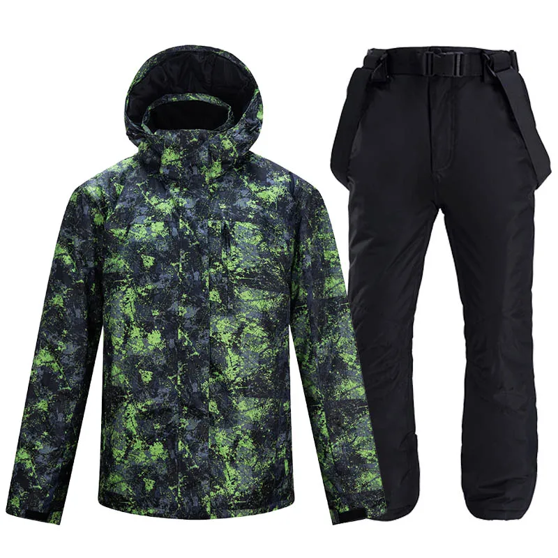 Новый Толстый Лыжный костюм для мужчин теплая флисовая куртка и штаны комплект