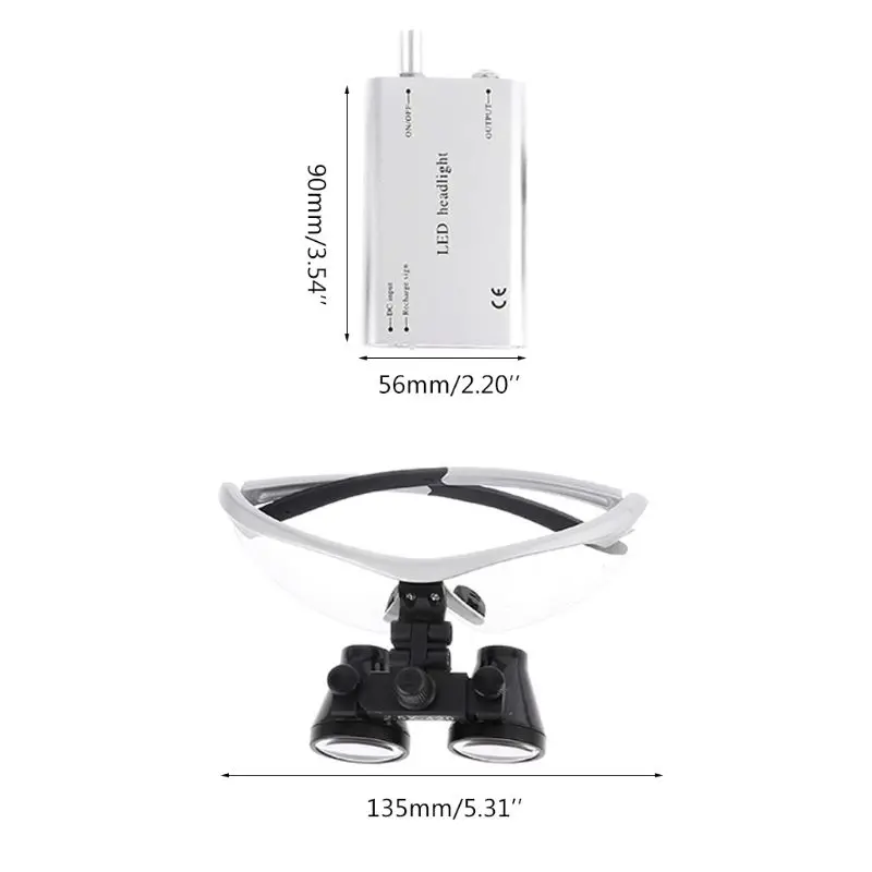 

2.5X/3.5X 420mm Dental Loupe Magnifier Operation w Head Light