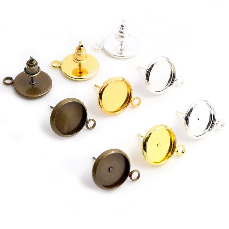 8 мм 10 шт./лот бронзовые серебристые золотые цвета серьги-гвоздики фурнитура