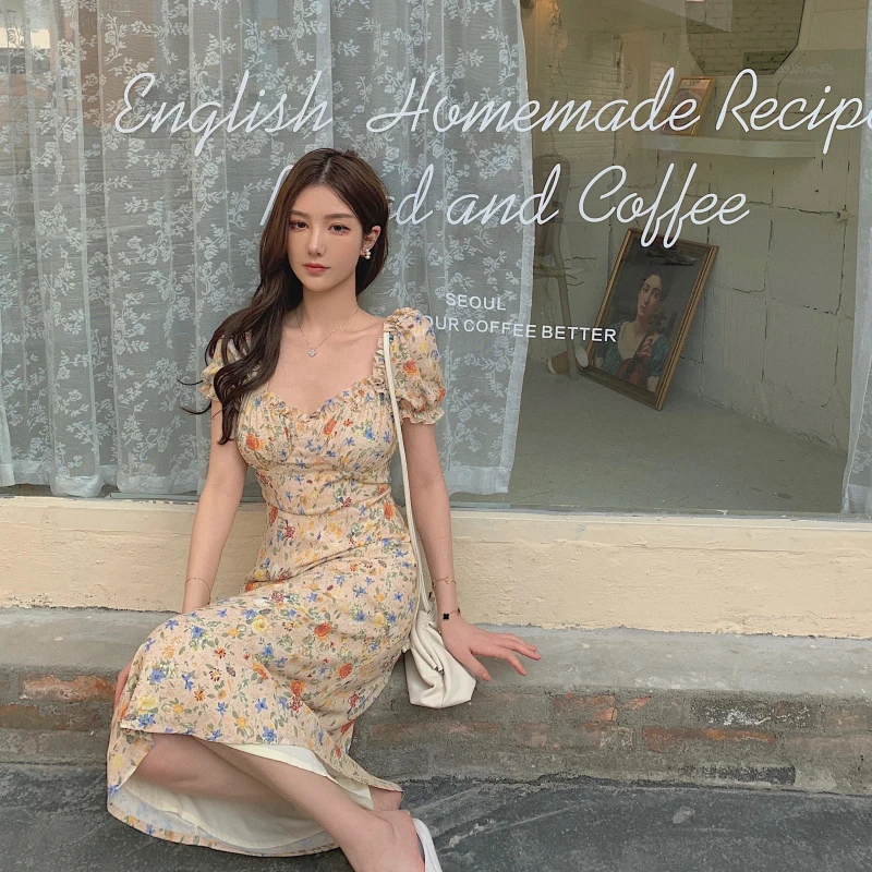 Платье женское Винтажное с глубоким V-образным вырезом и оборками пикантное