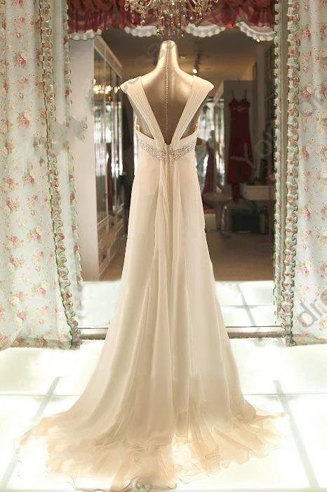 Реальное изображение пляжные свадебные платья в стиле ампир 2016 с рукавами