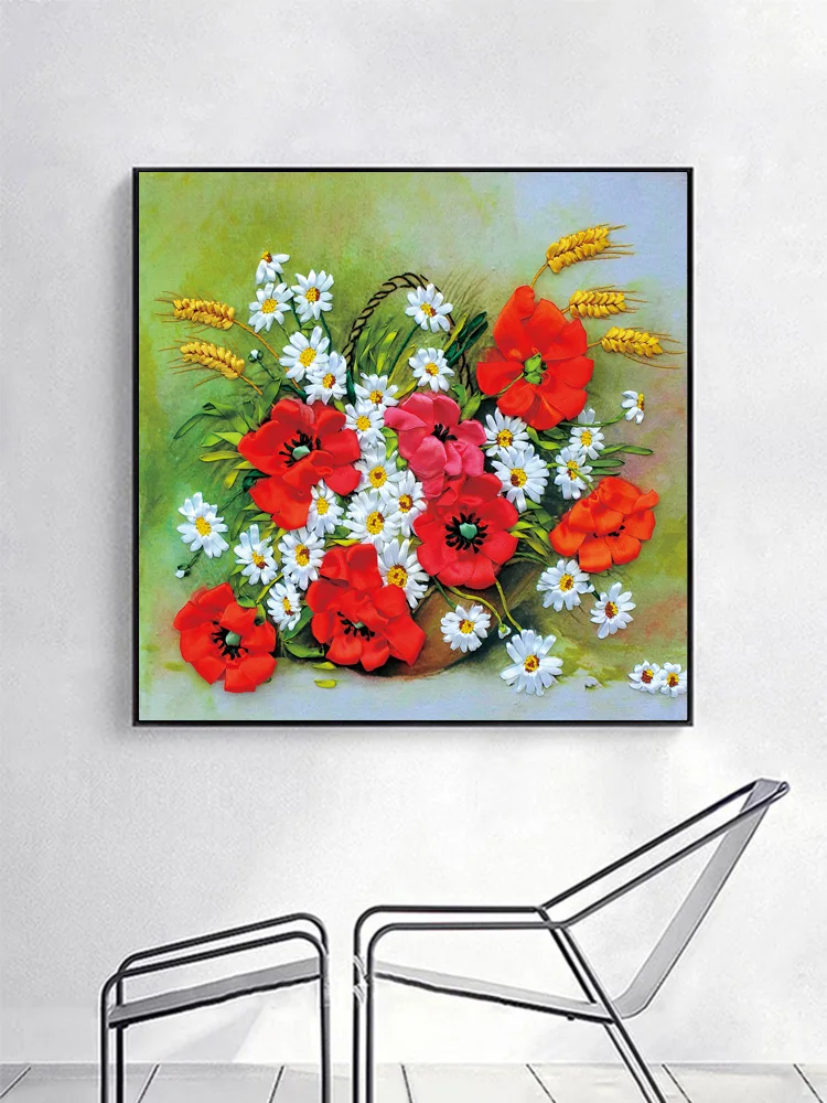 3d ленты вышивка diy декоративная живопись цветы рукоделие Наборы турецкие