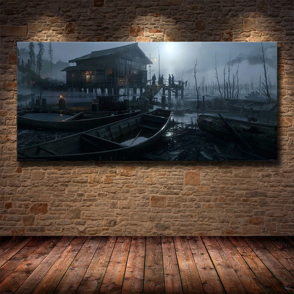 

Большая картина призрака цушимы, онлайн-игра, HD печать, картина маслом, холст, для гостиной, спальни, украшение игровой комнаты