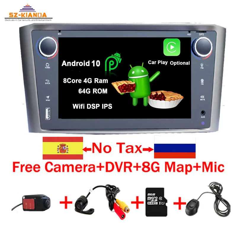 

In Stock Android 10.0 AutoRadio For Toyota Avensis T25 2002-2008 Car Multimedia Player GPS Navigation 4Core 2GB+32GB Car Stereo