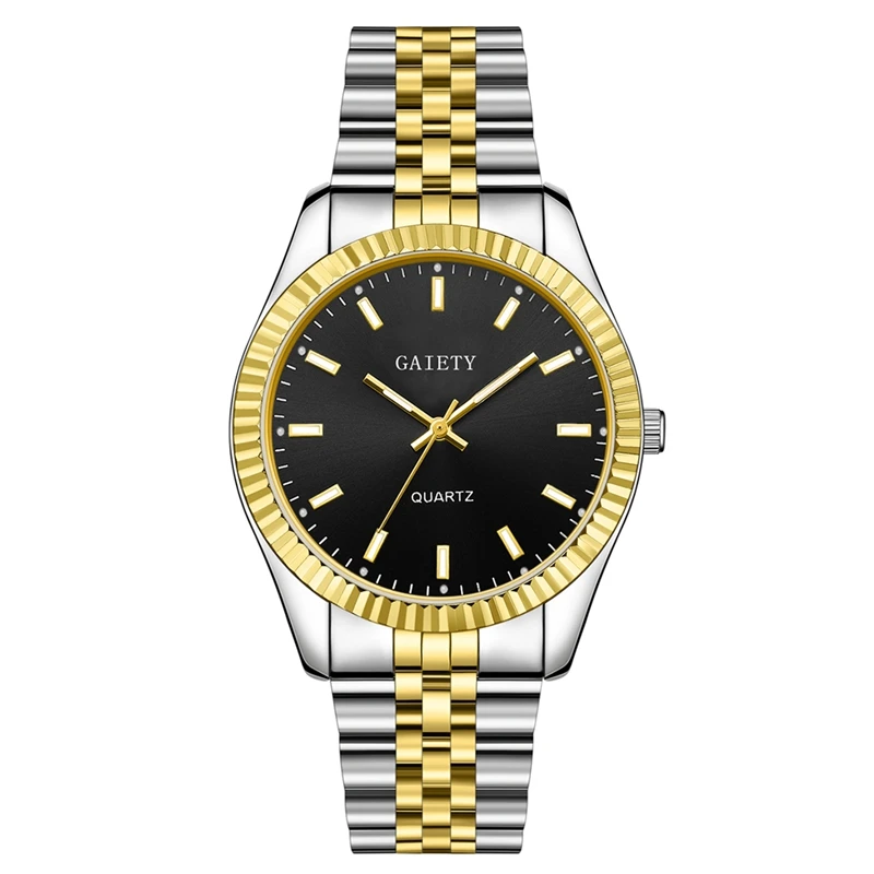 Gold Black Gaiety мужские часы с хронографом спортивные мужские s часы лучший бренд класса люкс водонепроницаемые полностью Стальные кварцевые золотые часы мужские Relogio Masculino - Цвет: Gold Black