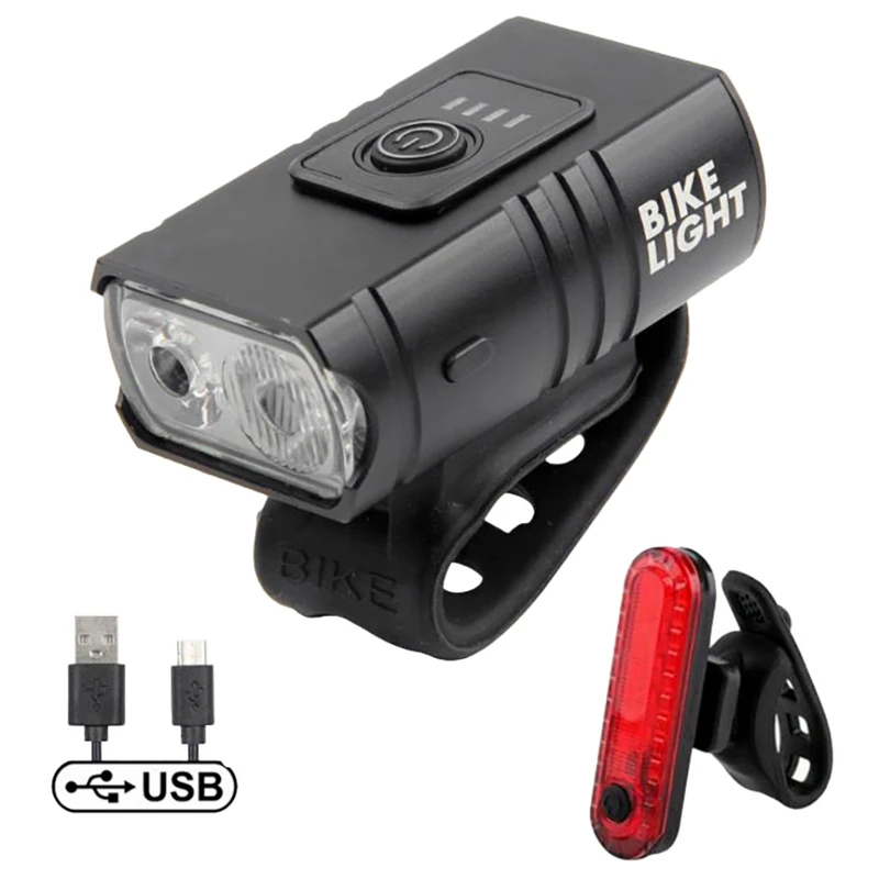 

Bike Headlight 2XT6 LED MTB Waterproof Taillight Bike Front Headlight Rear Taillight Bicycle Flashlight Warning Lights