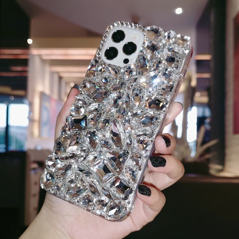 

Luxury rhinestones Handmade Case 3D Phone Cover for iPhone 7 8 11 12 13 x xs max pro plus Bing Crystal Diamond Gift Bracelet