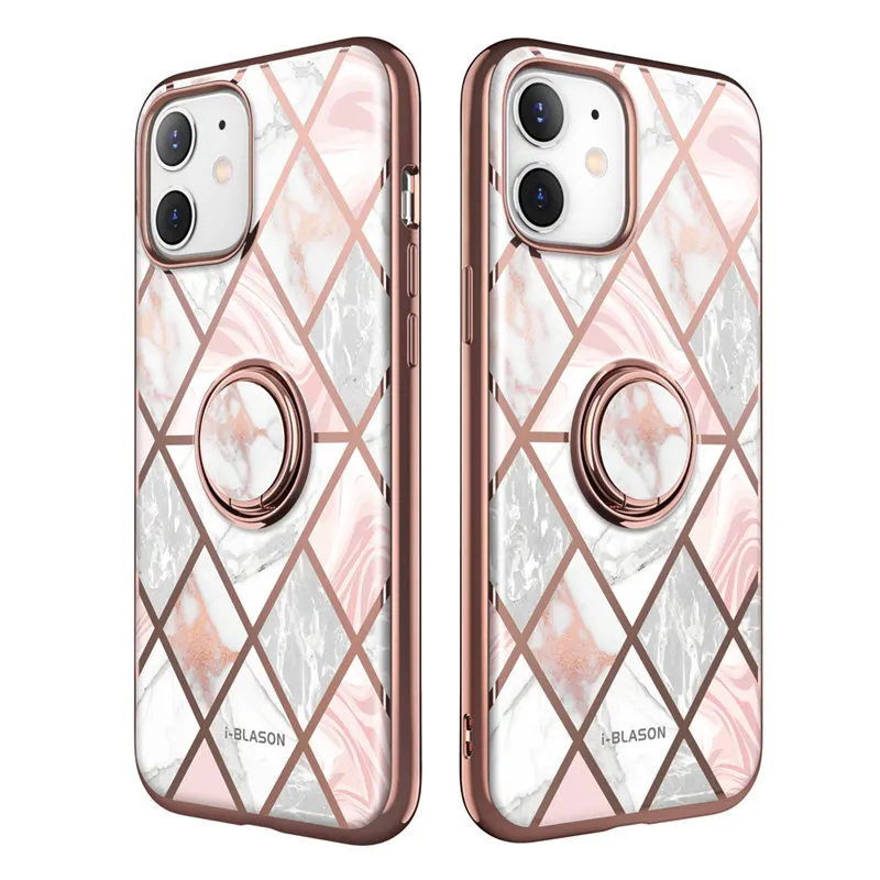 

Для iPhone 12 Mini Case (2020 I-BLASON Cosmo Snap Marble Case со встроенным поворотным кольцом-держателем, подставка для крепления на автомобиль