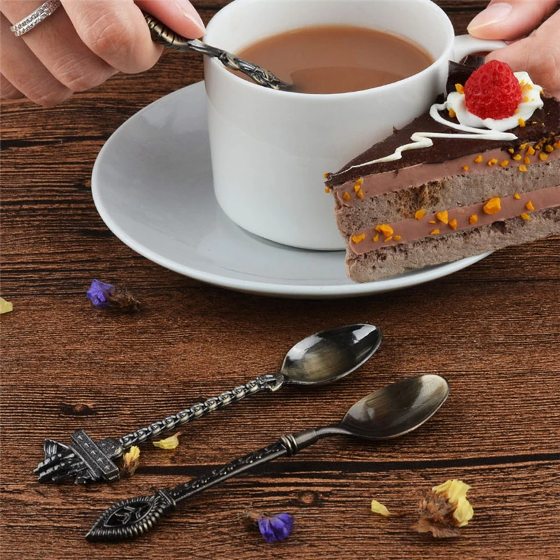 5 шт./компл. сплав Винтаж Королевский Стиль резная маленькая Кофе ложки столовые