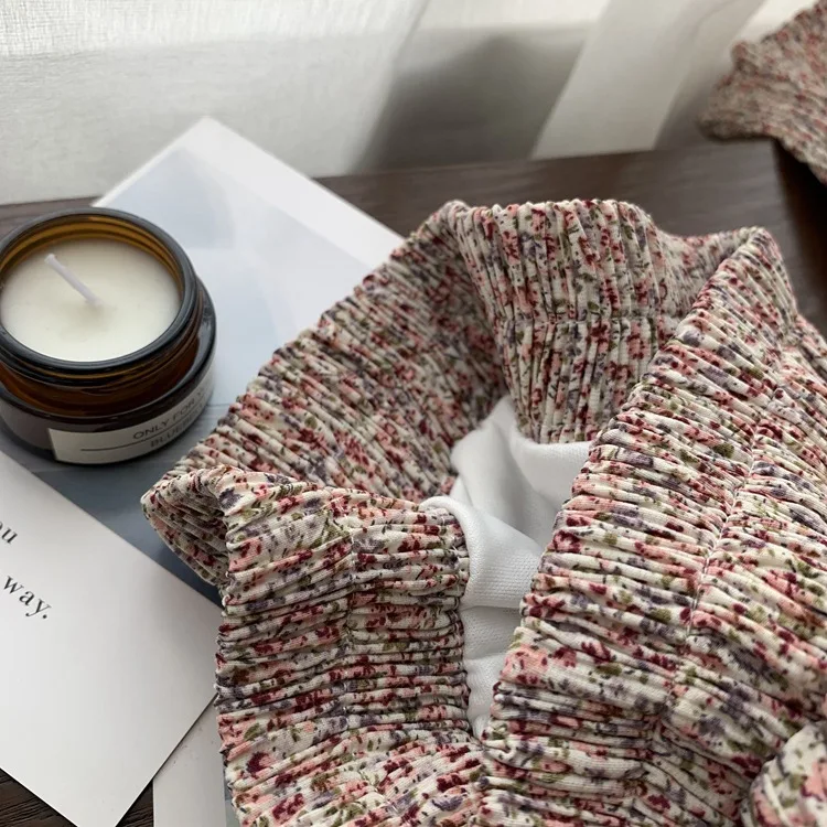 

Vintage Floral Print A-line Pleated Long Skirts Summer Women Korean Skirt Streetwear Drawstring Elastic Waist Midi Skirt Lined