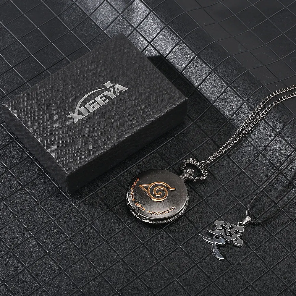 Classic Pocket Watch Cartoon Character Cover Carving Quartz Movement with Chain Two Pieces Set