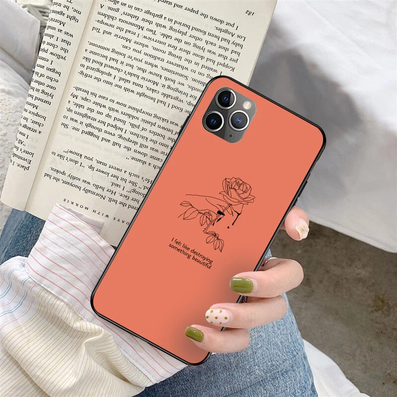 

Great Aesthetic Flower art Soft tpu Phone Cover for iPhone X XSMAX 6 6S 7 7plus 8 8Plus XR SE2020 12pro 12mini 11promax