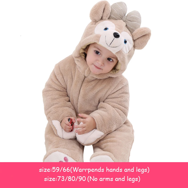 Bear Thickened H3458 Детская одежда для мальчиков и девочек верхняя одежда на осень и зиму цельнокроеное хлопковое пальто для новорожденных 0-3 лет - Цвет: Bear Thickened H3458