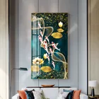 Настенная картина, HD печать, китайская абстрактная картина с девятью рыбами, пейзаж, картина маслом на холсте, постер для гостиной, современный декор