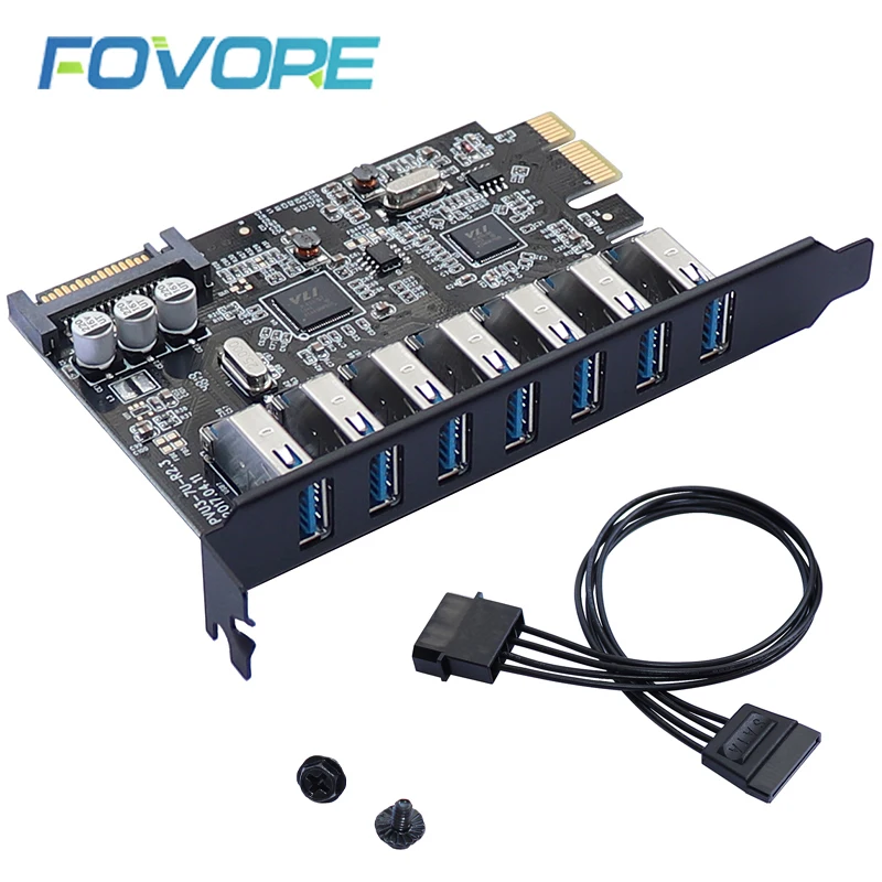 SuperSpeed USB 3.0 7 портов PCI E Экспресс карта с 15 контактным разъемом питания SATA 3 PCIE e