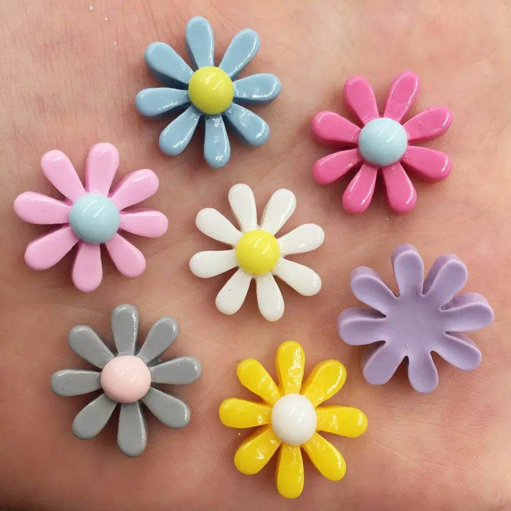 

16 Pcs Mix Resin 22mm Chrysanthemum Flower Flat Back Cabochon Stone Miniature DIY Figurines Scrapbook Craft Home Decor