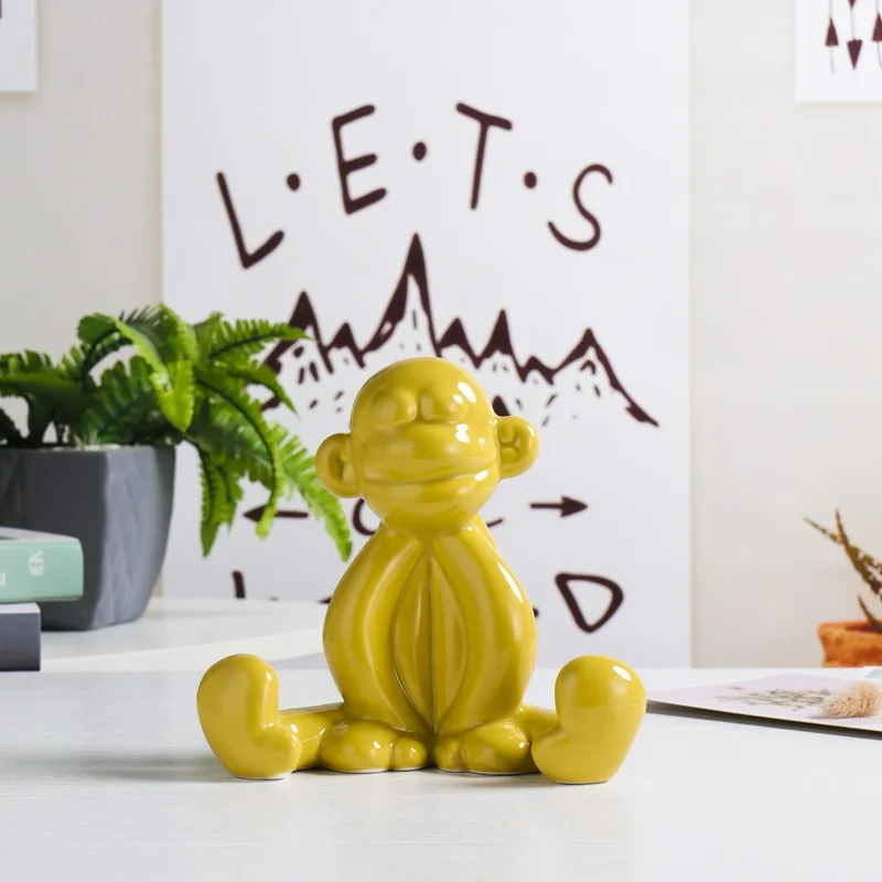 

Nordic ceramic balloon monkey decoration creative cartoon children's room fashion home decor monkey sculpture crafts Child gift