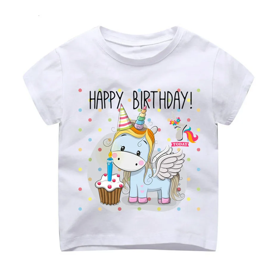 От 3 до 8 лет, футболка с единорогом для девочек на день рождения, лето, забавная футболка Kawaii Birhtday, подарки, номер 1-9, детская одежда, dHKP1001 - Цвет: dHKP1001J