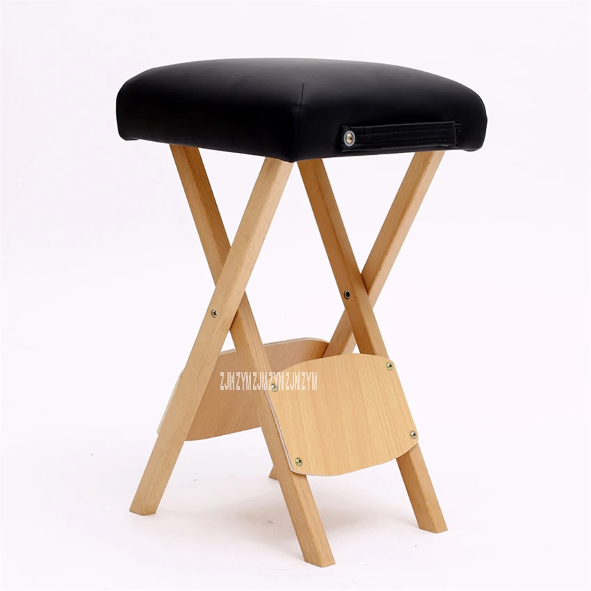 

MT-002 Modern Simple Small Solid Wood Beech Square Folding Stool Thickened Sponge Portable Beauty Technician Massage Low Stool