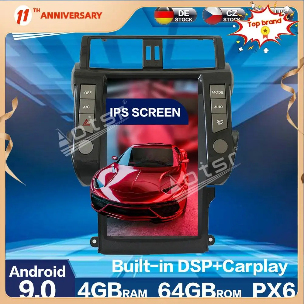 

Aorts 13,6 "Tesla Style PX6 Android 9 4 + 64 ГБ для TOYOTA Land Cruiser Prado 150 2010-19 радио Pla13yer Авто Стерео GPS навигация