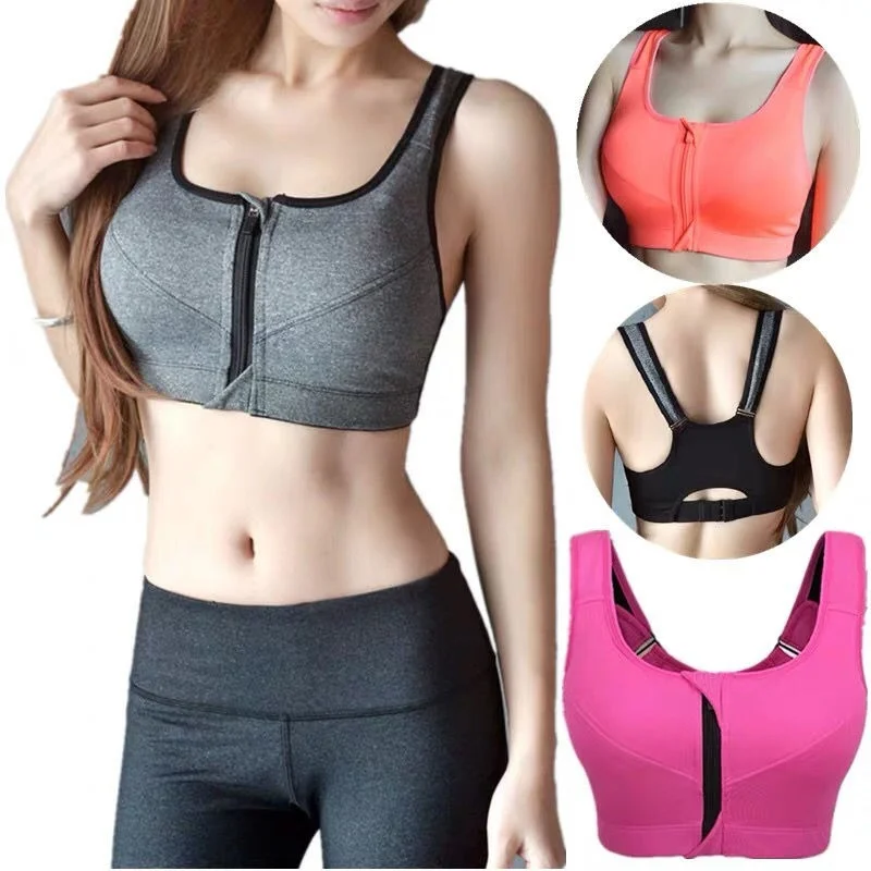 

Женские спортивные бюстгальтеры на молнии спереди, дышащий спортивный топ пуш-ап без косточек, спортивный бюстгальтер для фитнеса, тренаже...