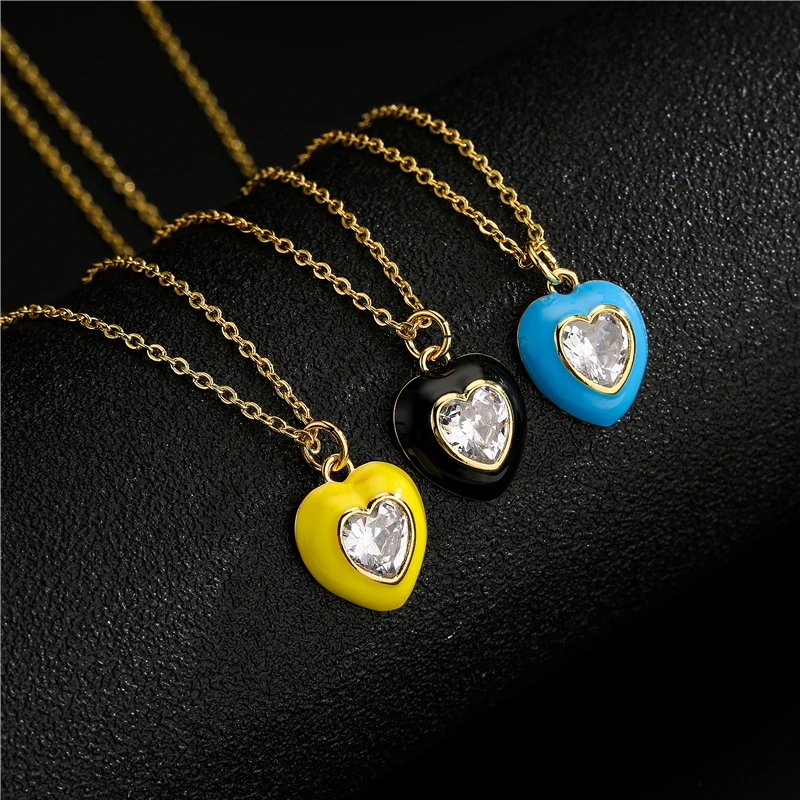 Новинка 2021 модное ожерелье с кулоном в виде милого сердца для женщин красочным