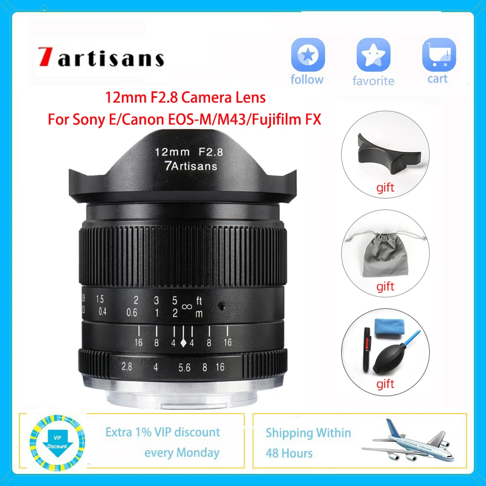 7artisans Профессиональный Камера объектива камеры DSLR 12 мм F2.8 для SONY E NEX Canon EOS M M43 Fujifilm