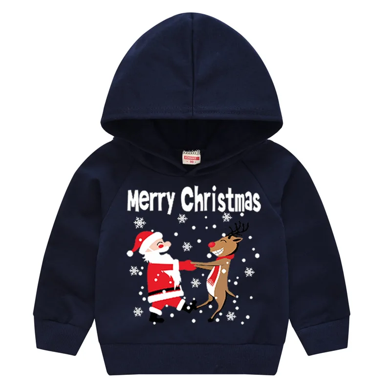 Children Kids Christmas Sweatshirt Autumn Boys Girls Funny Print Pullover Long Sleeve O-neck Hoodies Tops | Мать и ребенок