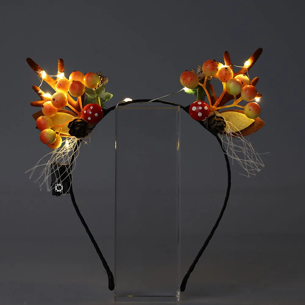 

Рождественский рог оленя светящийся головной убор лось аксессуары для волос вечерние Ник новый год Декор фото реквизит