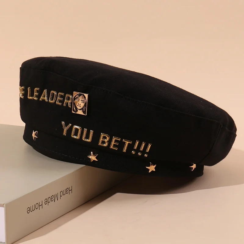 

Golden Letter Beret Women's British Hat Japanese Beret Painter Hat Berets Newsboy Hat