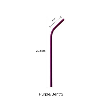 Purple-Bent-S Скандинавские красочные 304 нержавеющая сталь питьевой соломинки многократного использования изогнутая металлическая соломинка Высокое качество трубка Офис Бар посуда для напитков аксессуары - Цвет: Purple-Bent-S