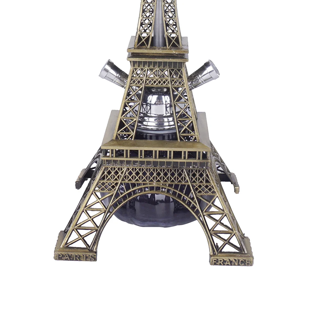 

1Set New Metal Paris Tower Shisha Pipe Glass Base Hookah Set with Double Hoses Ceramic Bowl Charcoal Tongs Chicha Narguile