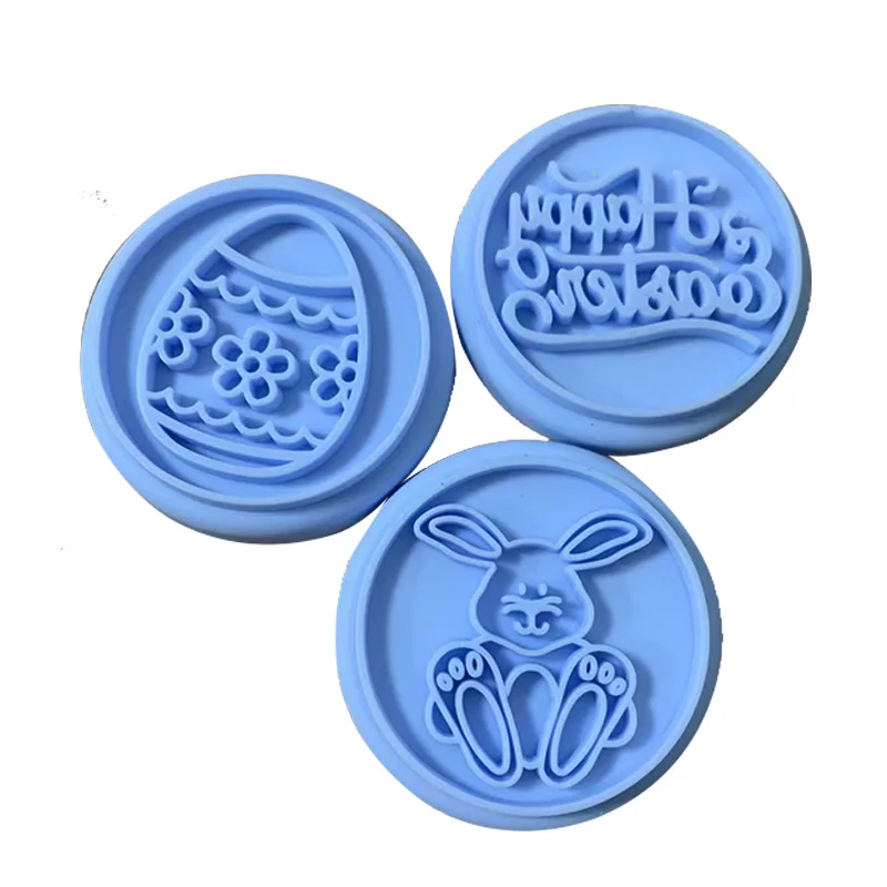 

Wood Handle Silicone Cookie Stamps Hand Press DIY Biscuit Cutter Stamp Cookie Impressions Cake Molds for Baking Decoration Tools