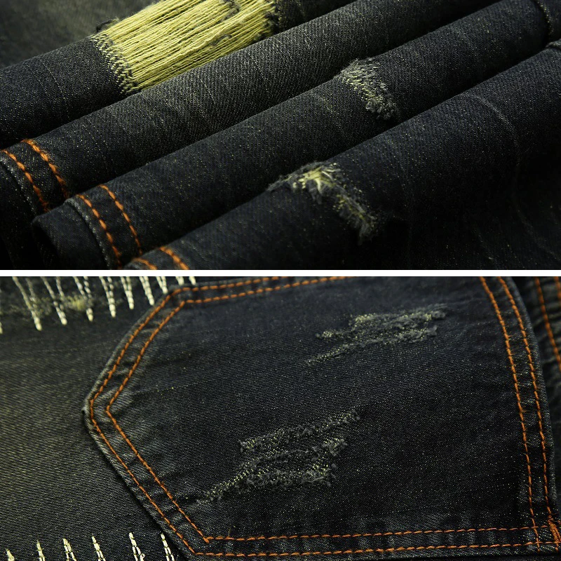 

Men's Cross Border Supply Of Foreign Trade Jeans Trousers Men's Perforated Straight Jeans