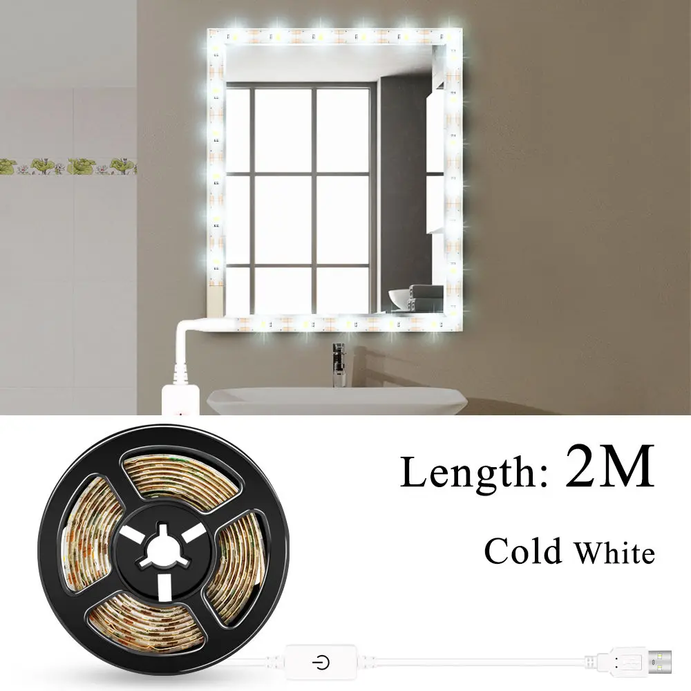 USB White 2M 5W WENNI зеркальная Светодиодная лампа USB Vanity Light светодиодный макияж лампа туалетный столик освещение 12 в Голливуд светодио - Испускаемый цвет: USB White 2M 5W