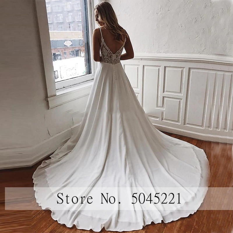 Простое кружевное свадебное платье с v образным вырезом Vestido De Noiva без рукавов для