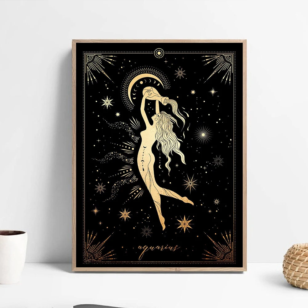 Плакат со знаками Зодиака астрология настенное искусство печать на холсте бохо