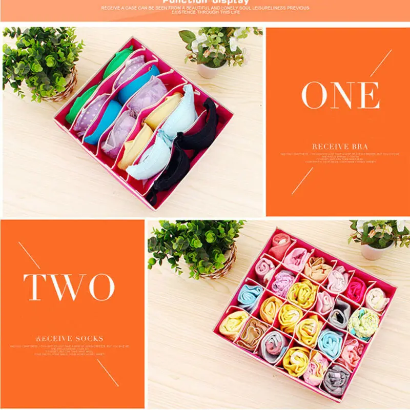 

AA Foldable Underwear Drawer Organizers Dividers Closet Dresser Clothes Storage Organizer Box For Bras Scarves Ties Socks Boxes