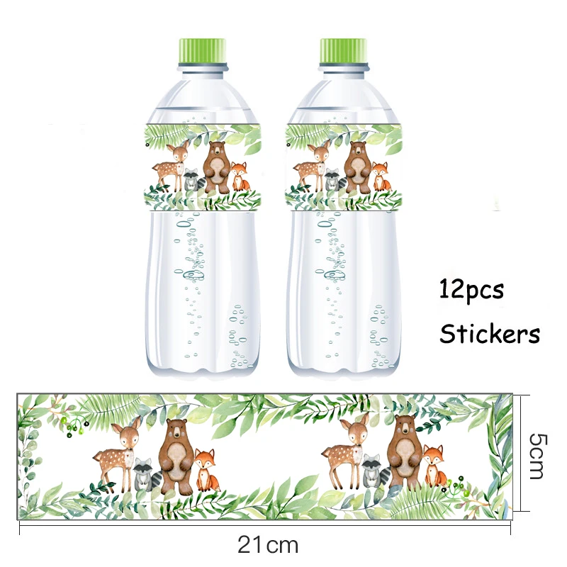 Omilut 12 шт. лесной Животные минеральной воды бутылочная этикетка сафари Вечеринка