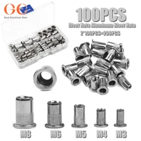 100pcs rivet aluminum rivet nuts nut tool kit mixed zinc steel insert nutsert threaded nut and bolt furniture