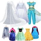Детское платье принцессы, Эльза, Анна, Спящая красавица, Холодное сердце, Рапунцель, костюм Снежной королевы, маскарадное вечернее платье для девочек