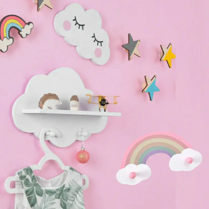 Креативный деревянный Органайзер в форме облака настенные подвесные крючки