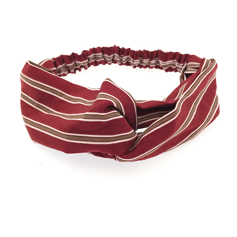 

2019 Lady Hairband Solid Color Plaid Prin Headband Turban Elastic Head Wrap Women Hair Accessories For Women Striped Hair Bands