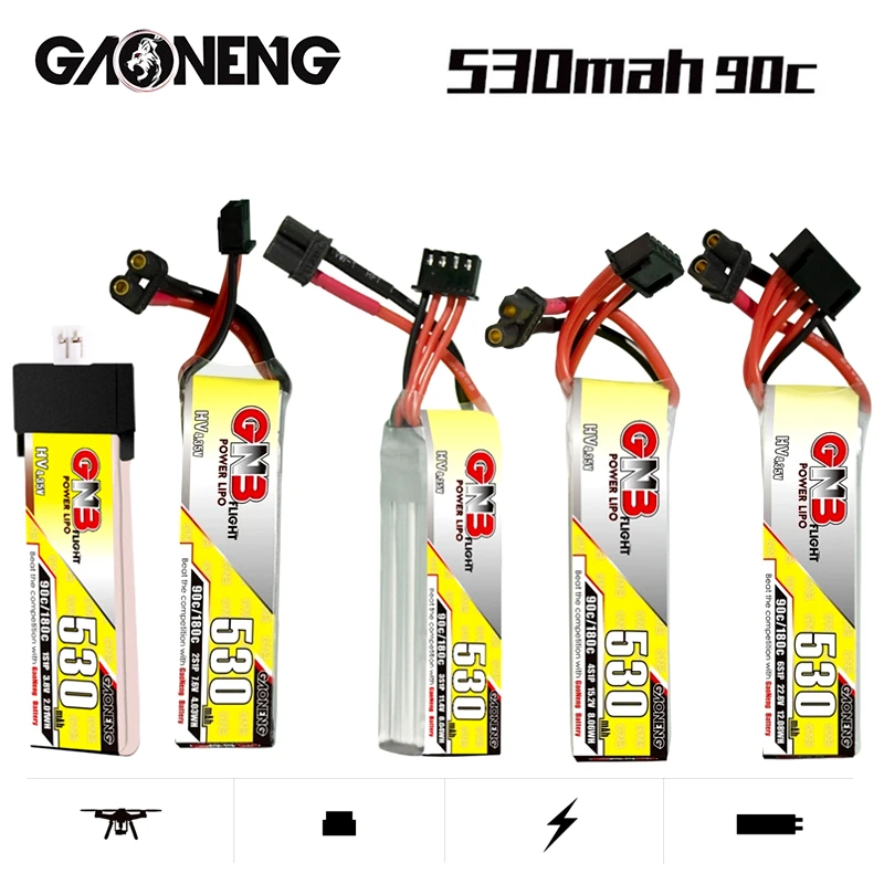 

3PCS/Set GNB RC Helicopter Quadcopter FPV Racing Drone HV 6S 4S 3S 2S 1S LiPo Battery 530mAh 90C/180C PH2.0/GNB27/XT30U-F Plug