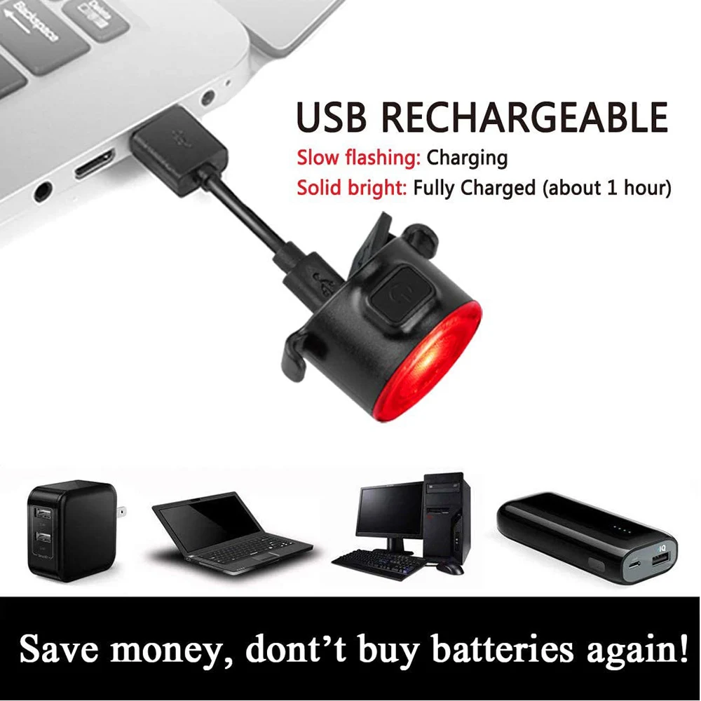 

2PCS/Set LED Bicycle Light 800LM Rechargeable Front And Rear Bike Light Set 650mah Lithium Battery 4 Light Mode Options